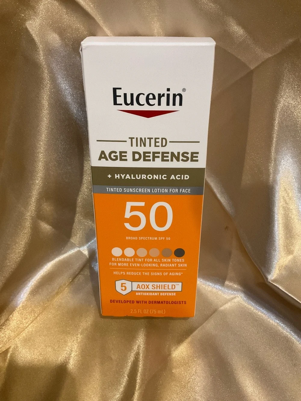Eucerin Tinted Age Defense SPF 50 Tinted Sunscreen Lotion w/Hyaluronic Ac 2.5 oz